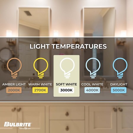 Bulbrite LED Filament 4.5w Dimmable T6 Light Bulb Candelabra (E12) Base - 3000K Soft White, 450 Lumens, 4PK 862784